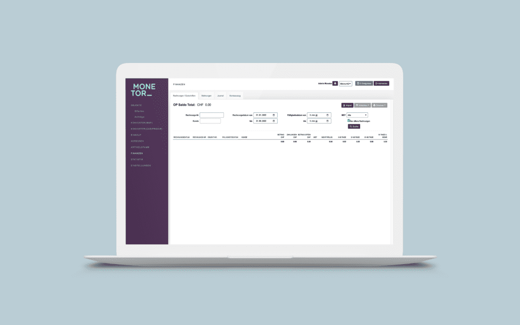 Monetor Desktop Mockup Finanzen